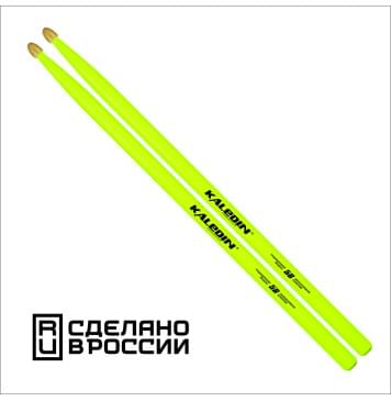 7KLHBYL5B Yellow 5B Барабанные палочки, граб, флуоресцентные желтые, Kaledin Drumsticks-0