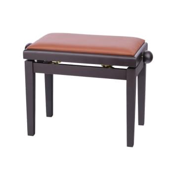 HY-PJ018A-SATIN-RW Банкетка регулируемая, ножки матовый палисандр, обивка коричневый кожзам, Rin-0