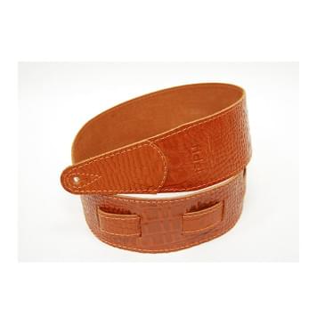 FL660287L11 Leather 11 Ремень для гитары, кожаный, мандарин, тиснение рептилия, Fidel-0