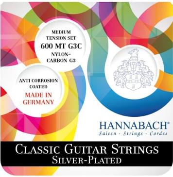 600MT-G3C Silver-Plated Комплект струн для классической гитары, среднее натяжение, Hannabach-0