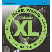 EXL165 XL NICKEL WOUND Струны для бас-гитары Long Regular Ligth Top Medium Bottom 45-105 D`Addario
