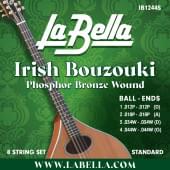 IB1244S Комплект струн для ирландского бузуки, фосф.бронза, 12-44, La Bella