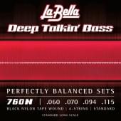 760N Deep Talkin' Bass Комплект струн для бас-гитары, черный нейлон, 60-115, La Bella