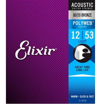 11050 POLYWEB Комплект струн для акустической гитары, Light, бронза 80/20, 12-53, Elixir-0