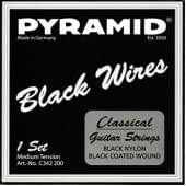 C342200 Black Wires Комплект струн для классической гитары, черные, медь, Pyramid