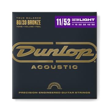 DAB1152 Комплект струн для акустической гитары, бронза 80/20, Medium Light, 11-52, Dunlop-0
