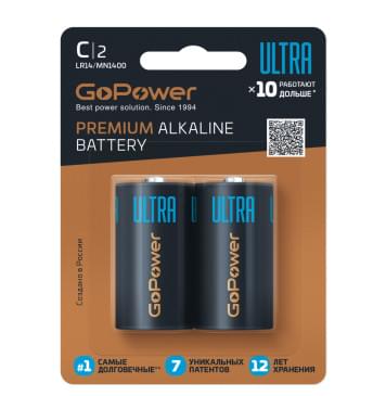 00-00026398 Ultra Элемент питания LR14 C Alkaline 1.5В, 2шт, GoPower-0