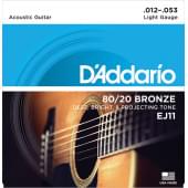 EJ11 BRONZE 80/20 Струны для акустической гитары бронза Light 12-53 D`Addario