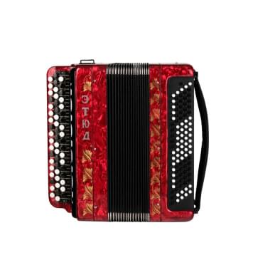 BN-40-RD Баян ученический двухголосный Этюд-205М2, 55х100-II, красный, Тульская гармонь-0
