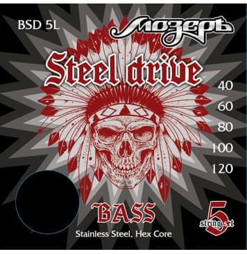 BSD-5L Steel Drive Комплект струн для 5-струнной бас-гитары, сталь, 40-120, Мозеръ-0