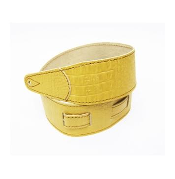 FL660327L11 Leather 11 Ремень для гитары, кожаный, горчица, тиснение рептилия, Fidel-0
