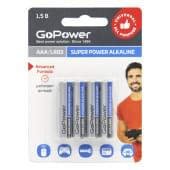 00-00015602 Super Power Alkaline Элемент питания AAA/LR03 щелочной 1.5В, 4шт, GoPower