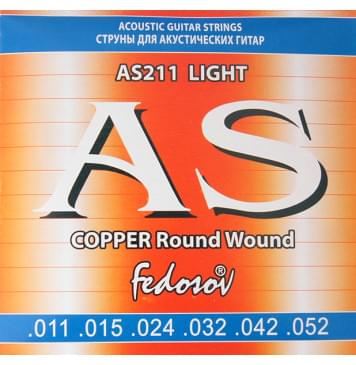 AS211 Copper Round Wound Комплект струн для акустической гитары, медь, 11-52, Fedosov-0